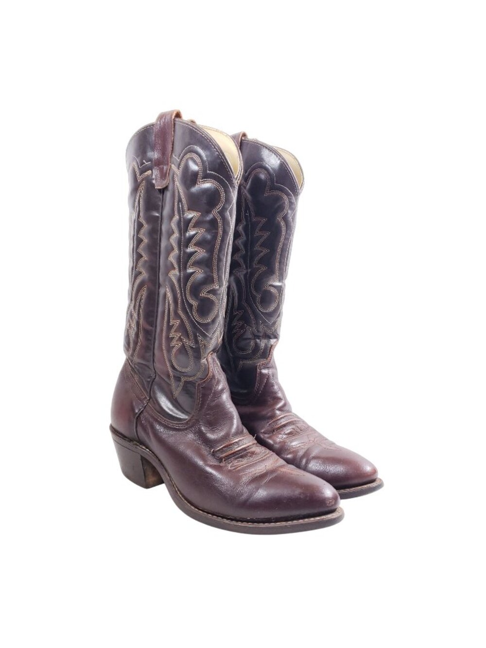 Texas Mens Size 9.5 Brown Leather Cowboy Boots Western Style